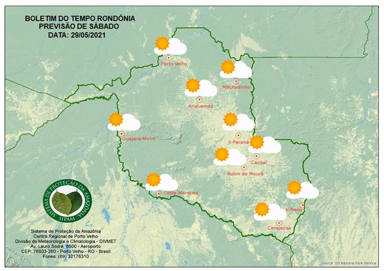 CLIMA: Veja a previsão do tempo para esta sábado (29) em Rondônia