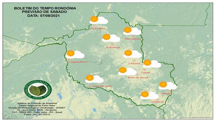 CLIMA: Confira a previsão do tempo para este sábado (07) em Rondônia