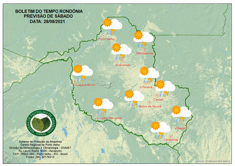 CLIMA: Confira a previsão do tempo para este sábado (28) em Rondônia 