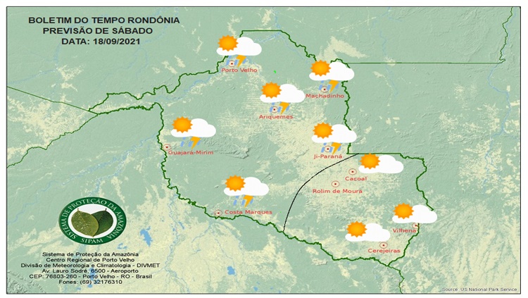 CLIMA: Confira a previsão do tempo para esta sábado (18) em Rondônia