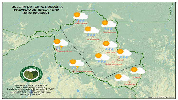 CLIMA: Veja a previsão do tempo para esta terça-feira (22) em Rondônia