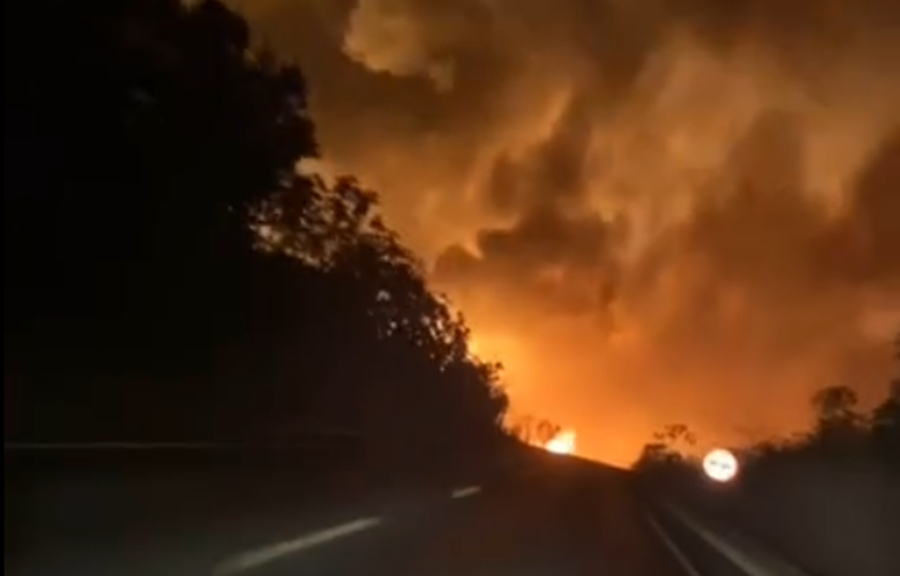 CHOCANTE: Motorista toma decisão errada e cruza rodovia em chamas