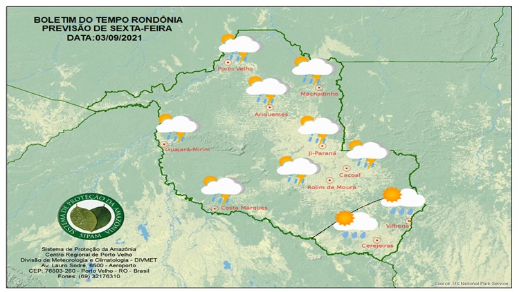 CLIMA: Confira a previsão do tempo para esta sexta-feira (03) em Rondônia