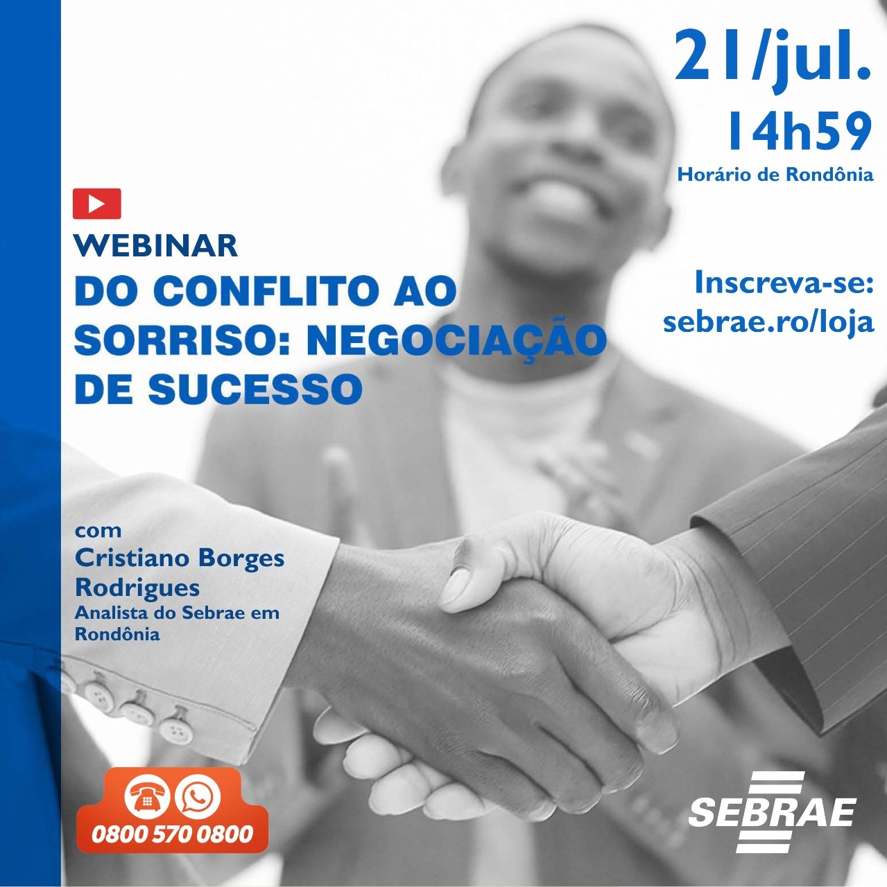 EVENTO DO SEBRAE: Aprenda estratégias de negociação a partir do conflito em webinar