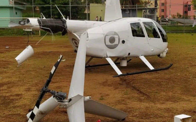 MEDO: Helicóptero da Globo faz pouso forçado em BH e tem cauda quebrada