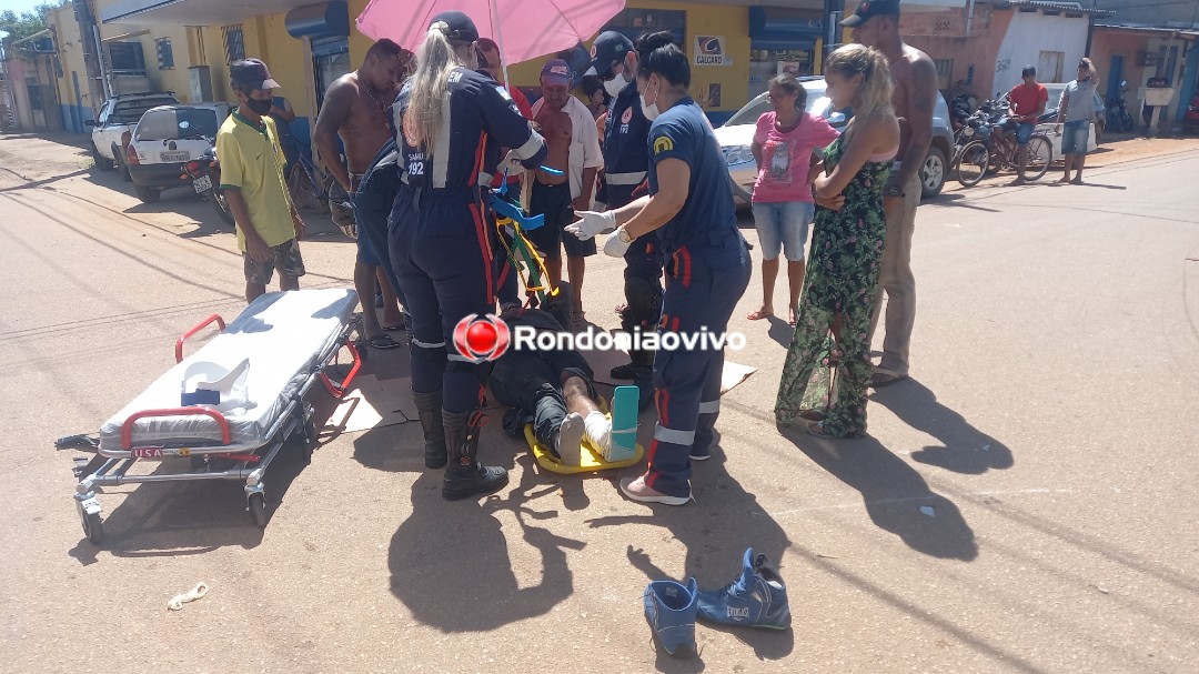 VÍDEO: Motoboy sofre fratura exposta na perna após grave acidente