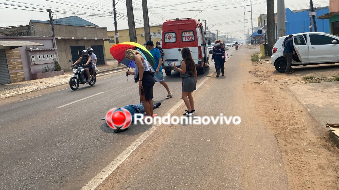 BATIDA: Acidente entre carro e moto deixa homem ferido na Raimundo Cantuária 