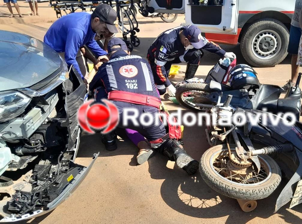 URGENTE: Motociclista é vítima de grave acidente após motorista atravessar na frente 