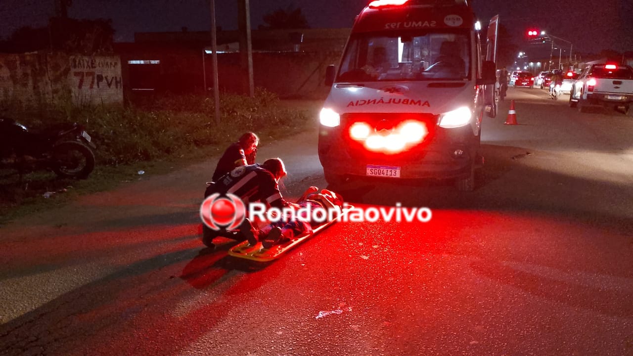 URGENTE: Duas pessoas ficam feridas após atropelamento envolvendo moto e bicicleta 