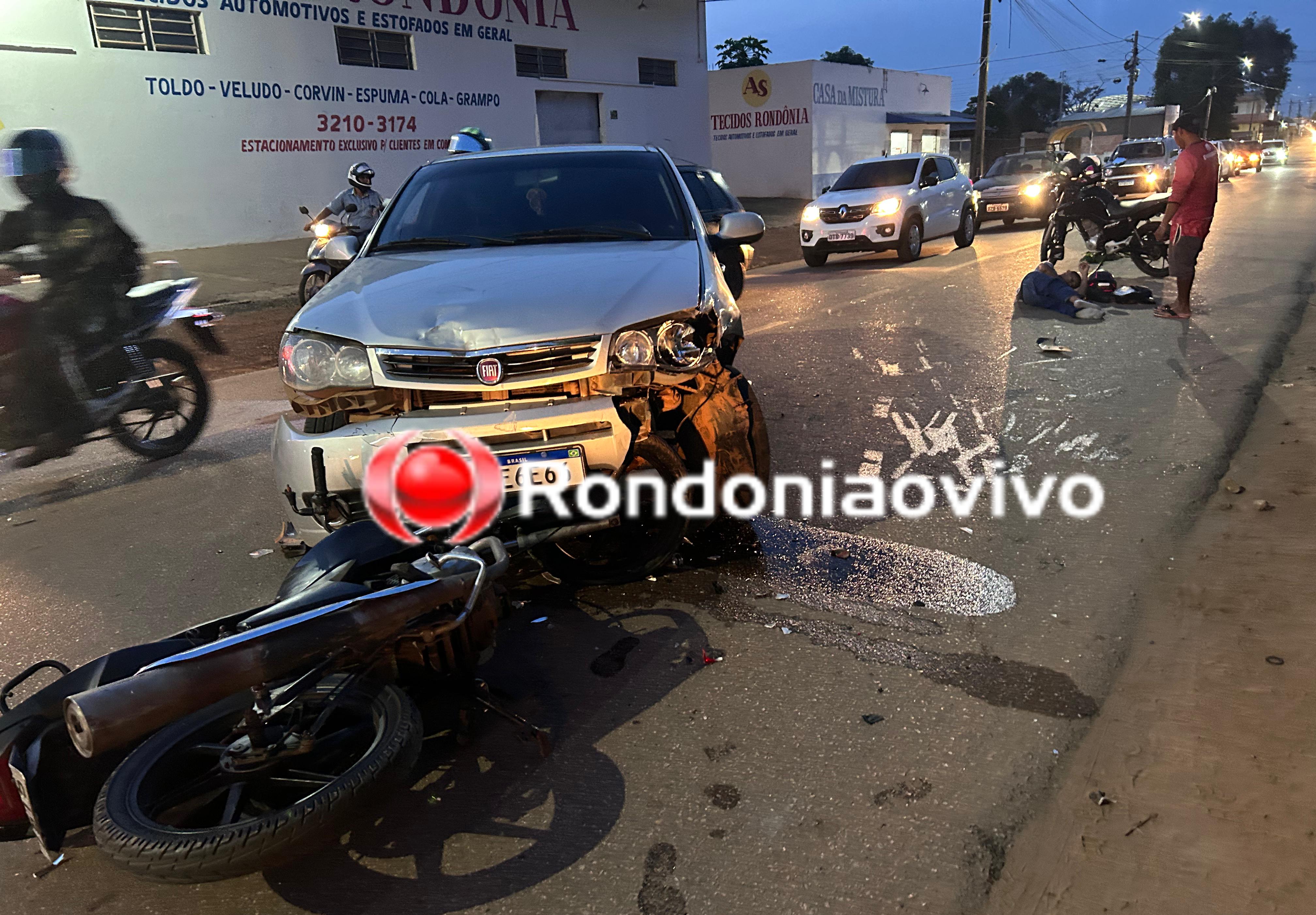 VÍDEO: Motociclista fica em estado grave após colisão entre três veículos