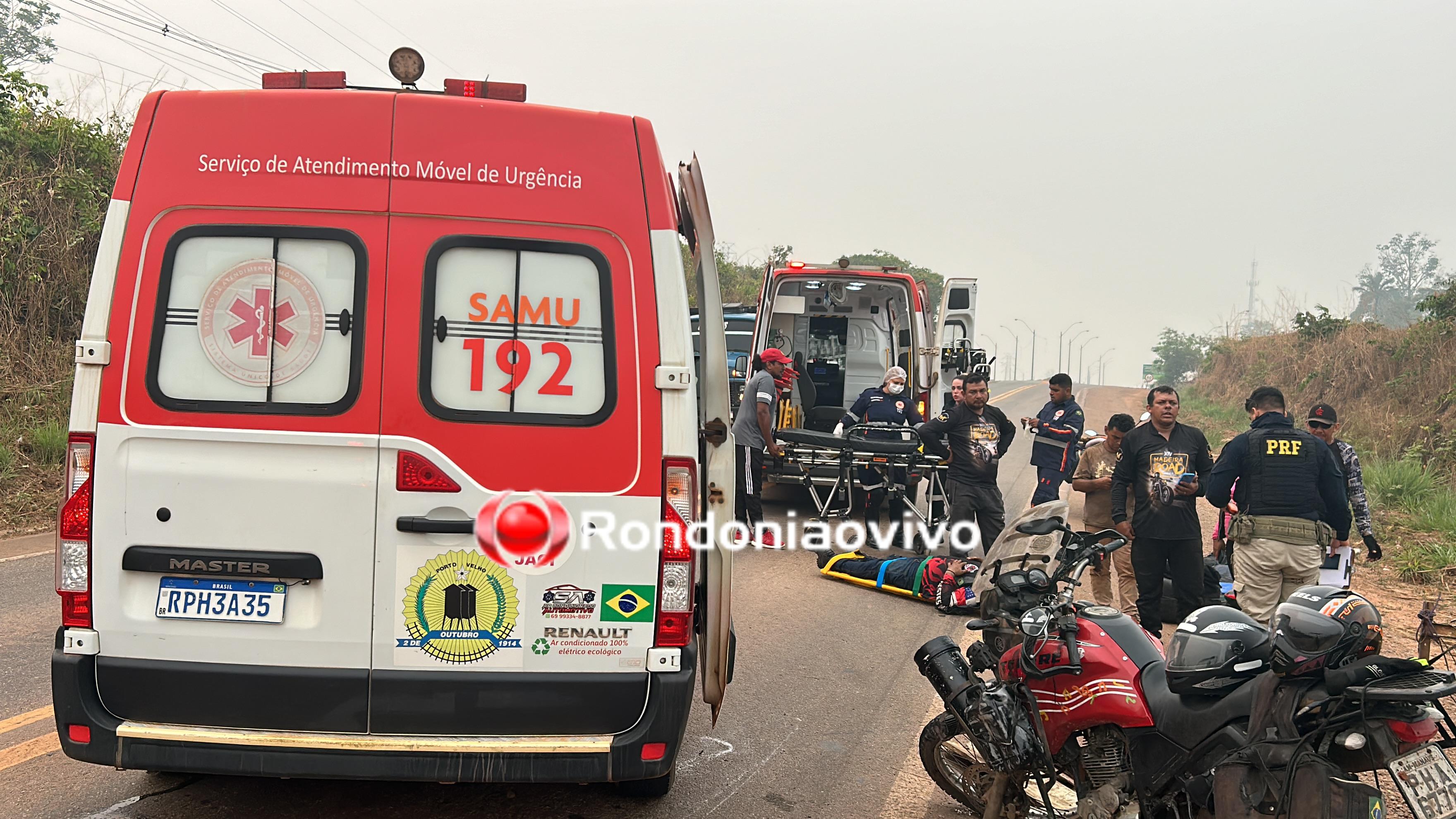 VÍDEO: Motociclista que vinha de expedição no Peru sofre acidente na BR-364