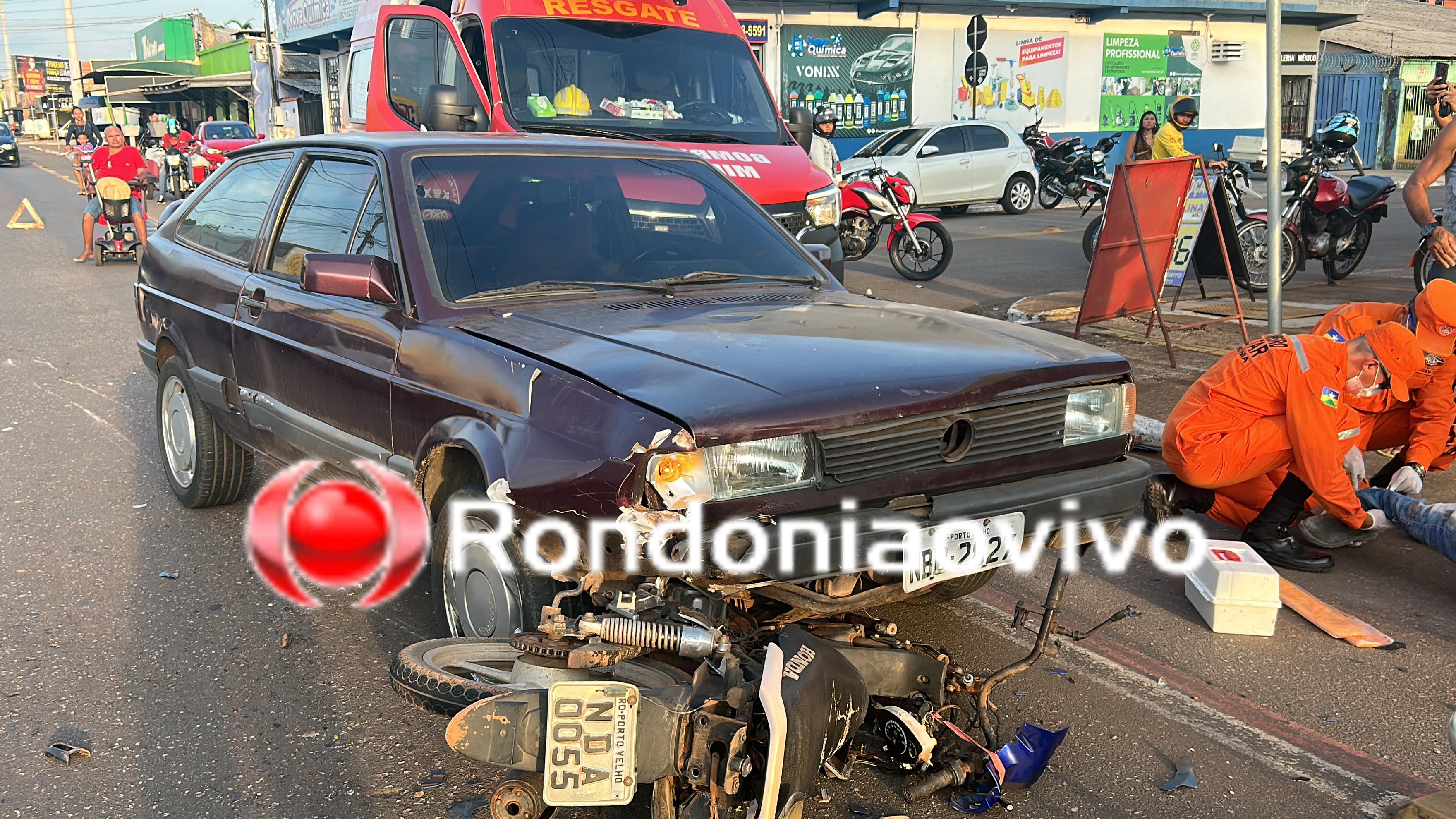 URGENTE: Motociclista fica em estado grave ao ser arrastado por carro