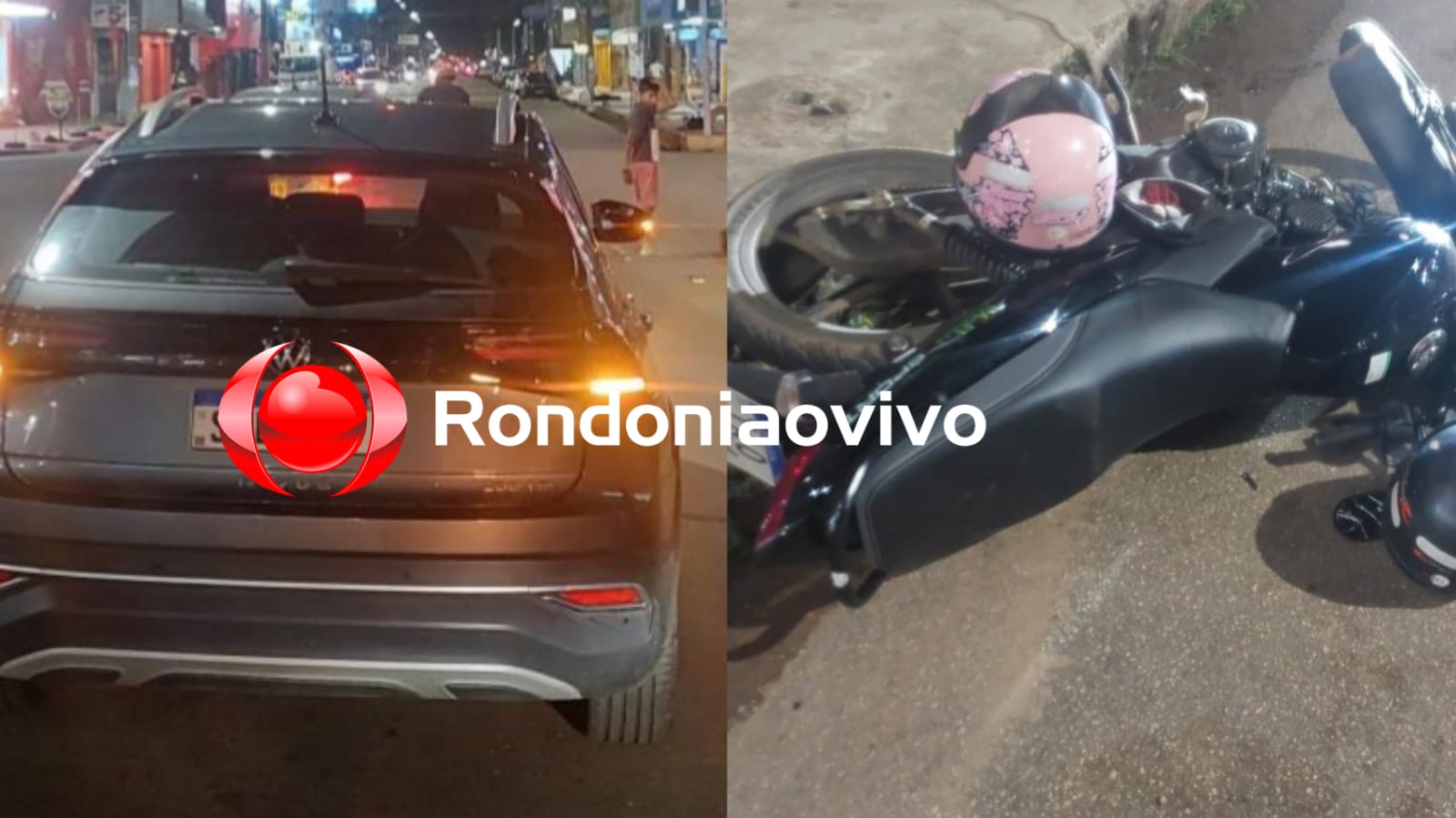 NA TRASEIRA: Motociclista quebra a perna e tem lesões na cabeça após bater em carro parado