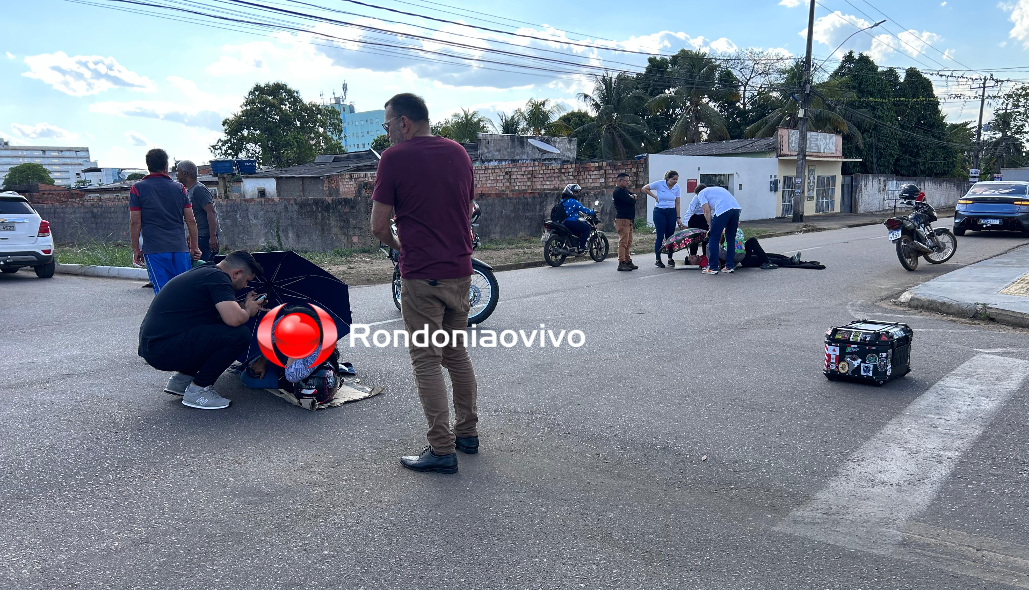 VÍDEO: Grave colisão entre motos deixa homem e mulher feridos