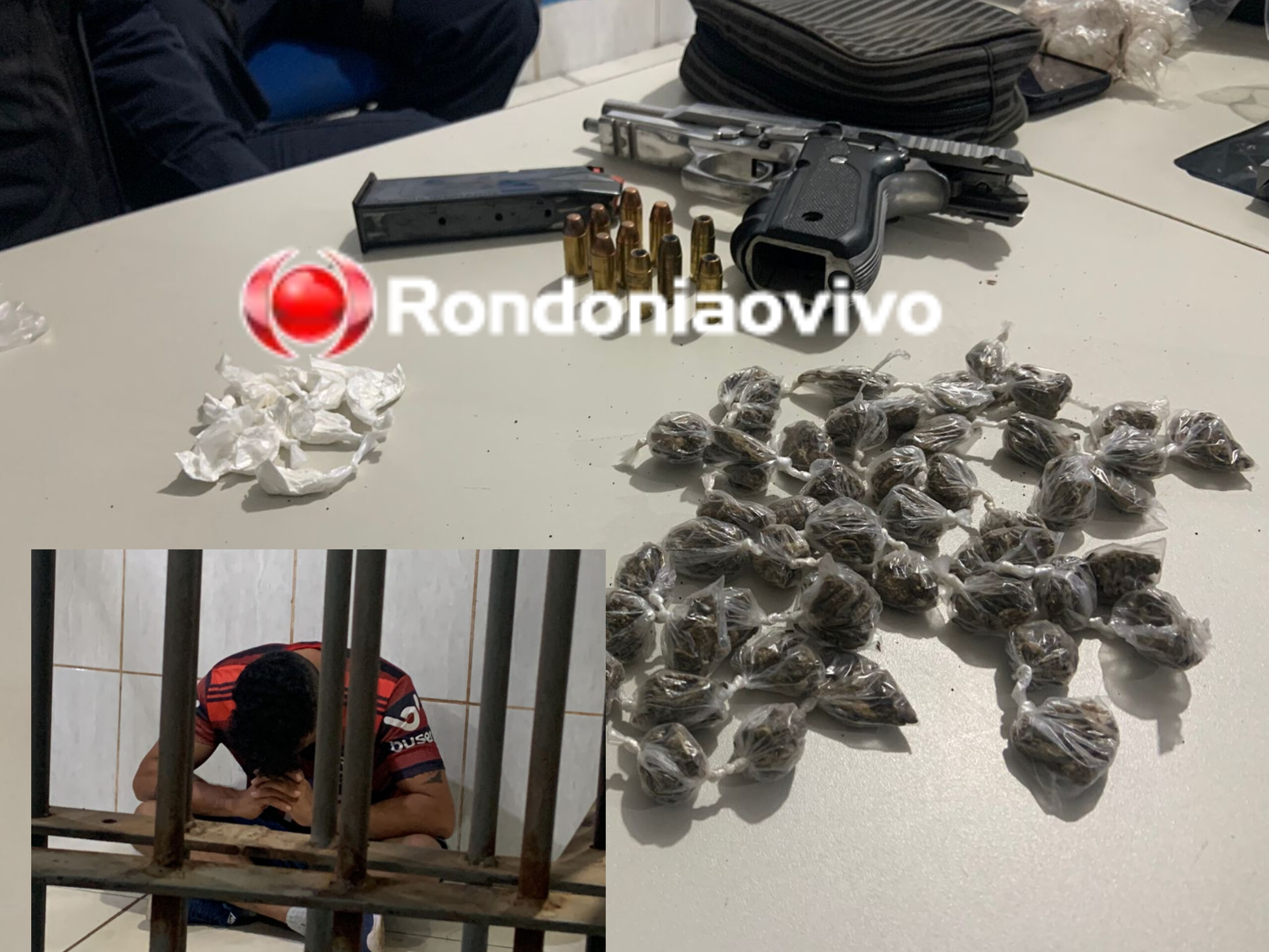 CONFESSOU: Traficante é preso com arma roubada de PC e mais de 50 porções de drogas 