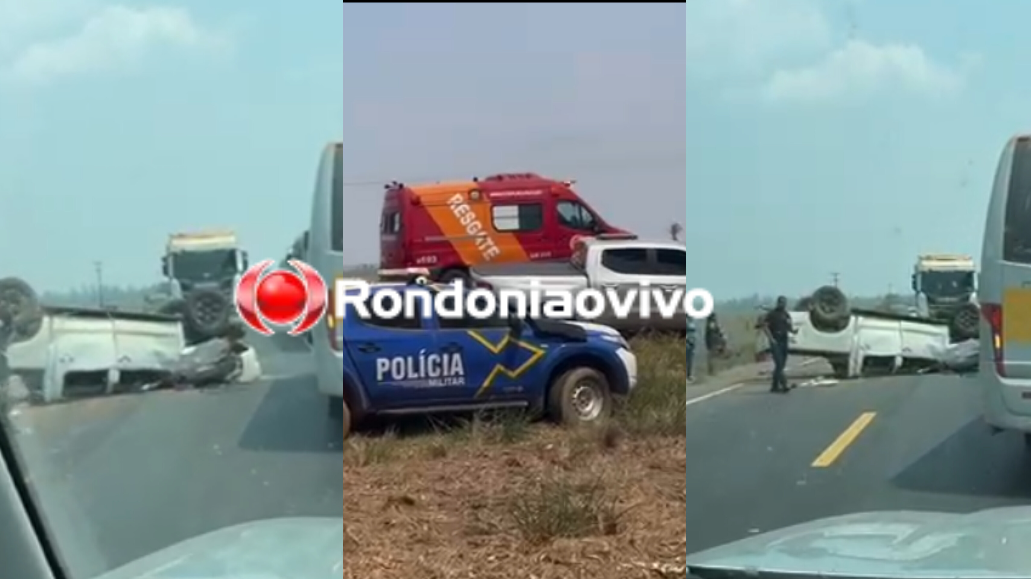 VÍDEO: Casal e bebê sofrem ferimentos após capotamento de Hilux na BR-364 