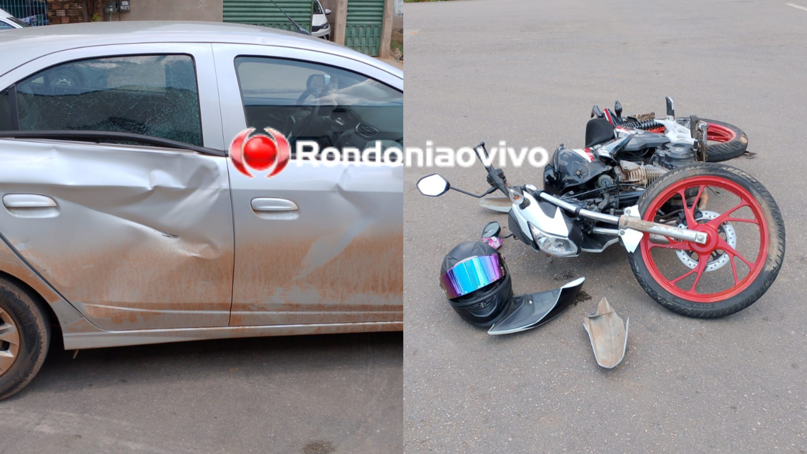 IMPRUDÊNCIA: Motociclista invade a preferencial e bate em cheio contra carro