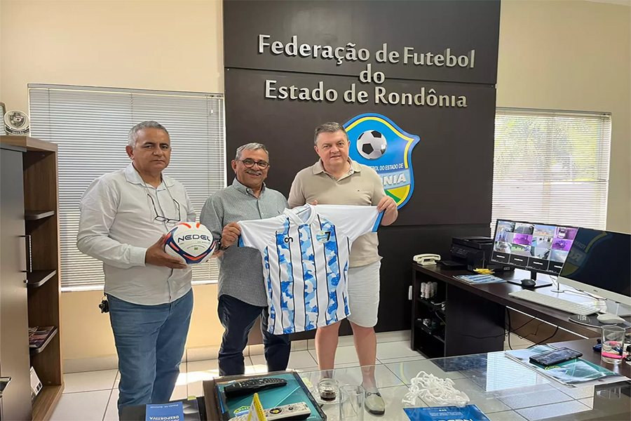 PARCERIA: Presidente da FFER recebe proprietário da materiais esportivos Bolas Nedel