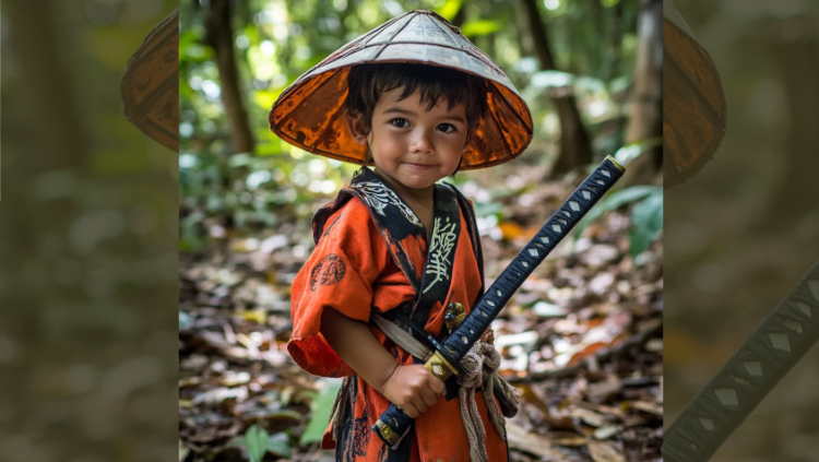 CRIANÇA:  O pequeno samurai beradeiro - meu sobrinho