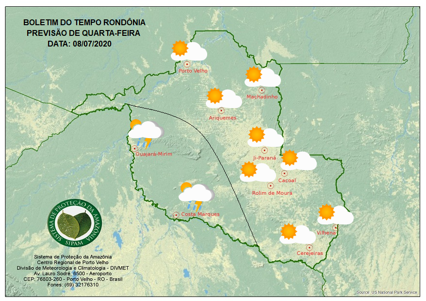 CLIMA: Confira a previsão do tempo para está quarta-feira em Rondônia