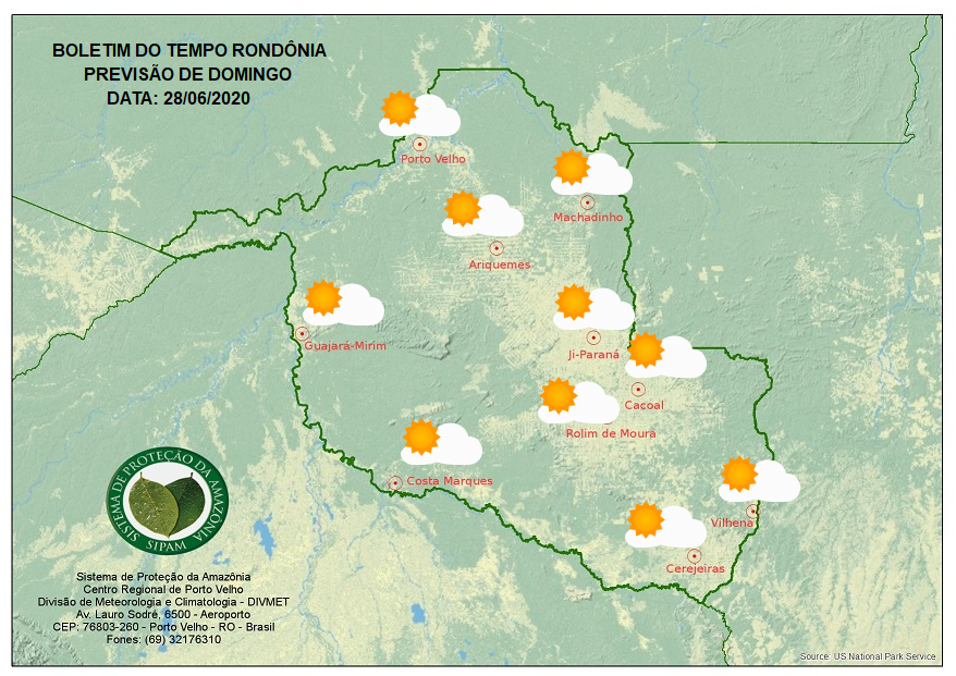 PREVISÃO DO TEMPO: Domingo será de muito e calor e sem chuva em Rondônia