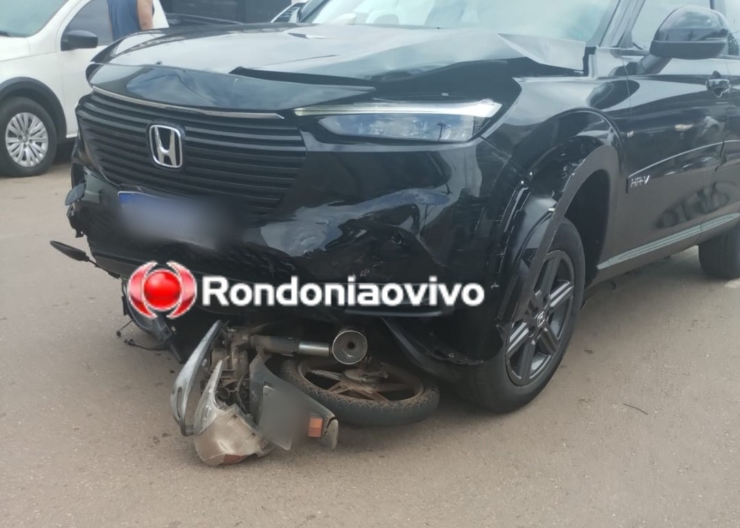 NA DOM PEDRO: Motociclista sofre gravíssima fratura exposta após ser arrastado por HR-V 