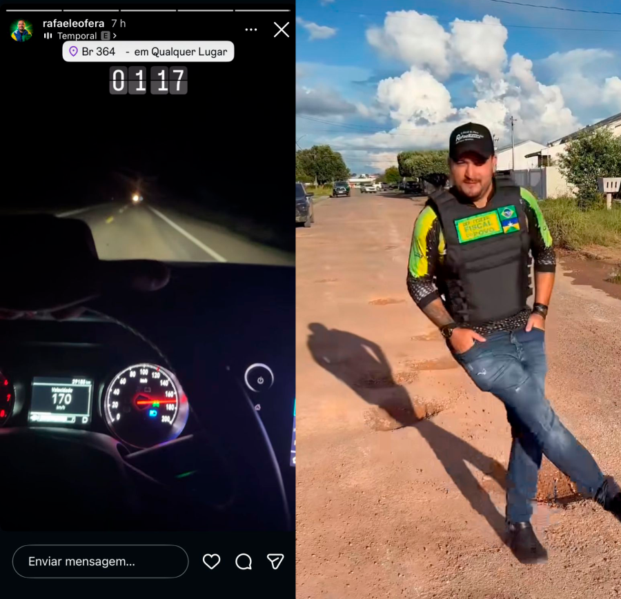 DIREÇÃO PERIGOSA: Deputado Rafael Fera grava vídeo a mais de 170 km/h na BR-364 e gera críticas