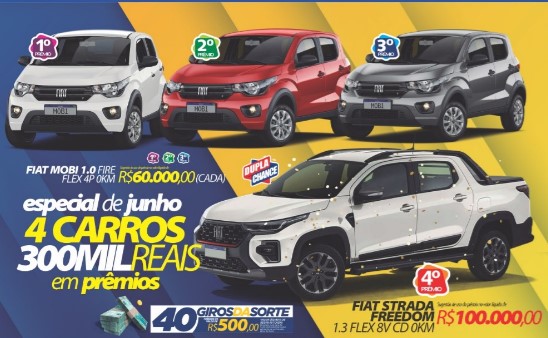 RONDÔNCAP: Fiat Strada, 3 Fiat Mobi e mais 40 giros de 500 reais