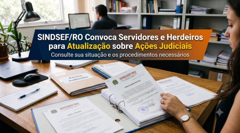 SINDSEF/RO: Sindicato convoca servidores e herdeiros para atualização sobre ações judiciais