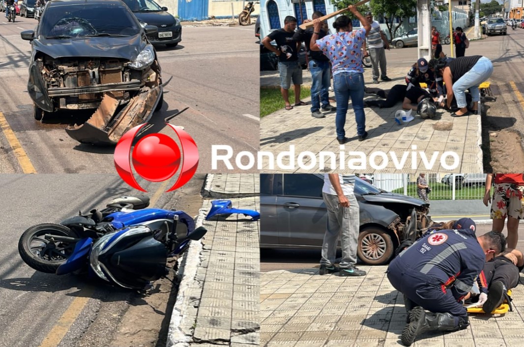 URGENTE: Motociclista é gravemente atropelado por carro na frente da Catedral