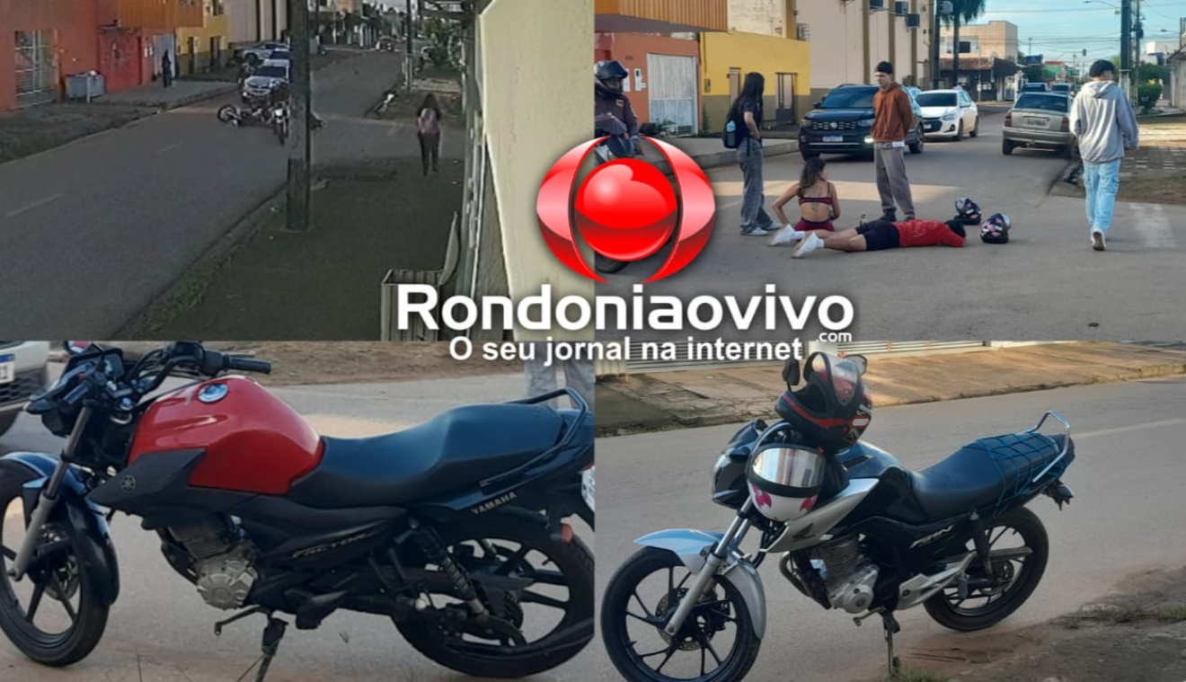 VÍDEO: Câmera flagra colisão entre motocicletas; Duas mulheres ficam feridas