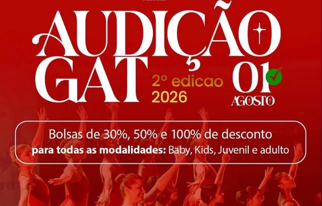 OPORTUNIDADE: GAT Studio de Dança abre inscrições para audição com bolsas de até 100%