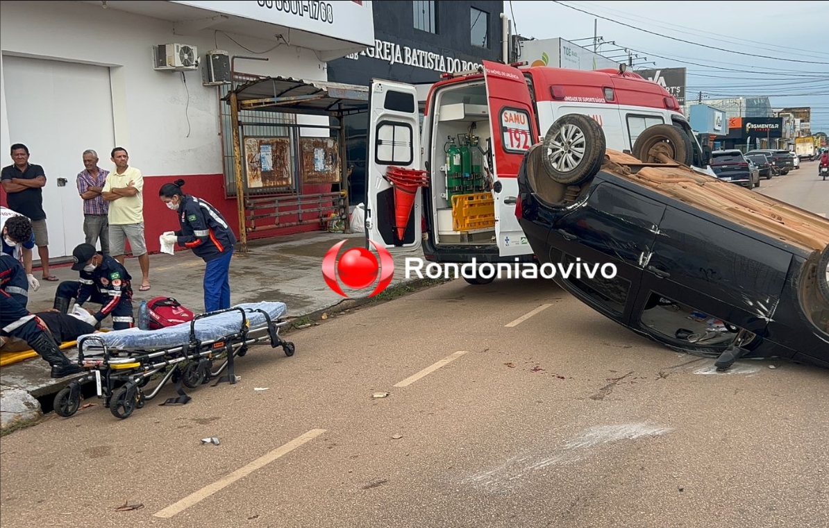 URGENTE: Motorista de app fica gravemente ferido em capotamento