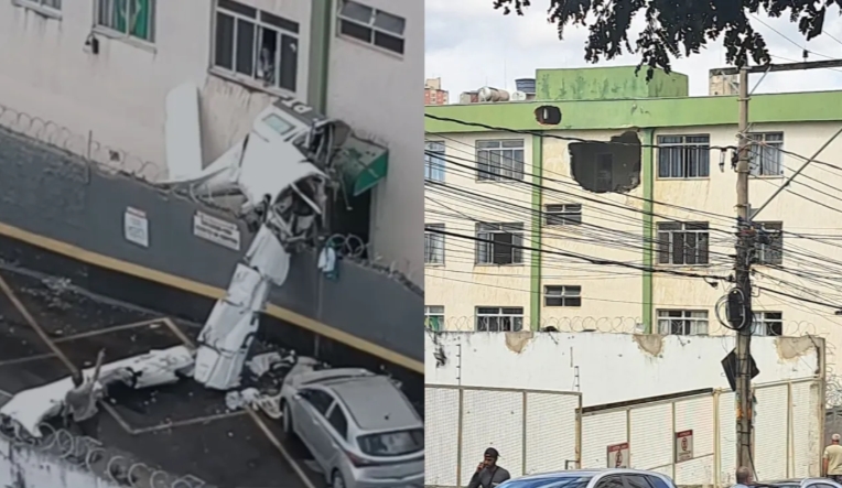 VÍDEO: Avião de pequeno porte cai e atinge prédio em Belo Horizonte
