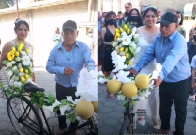 PEDALANDO: Pai sem dinheiro decora velha bicicleta para levar filha no casamento