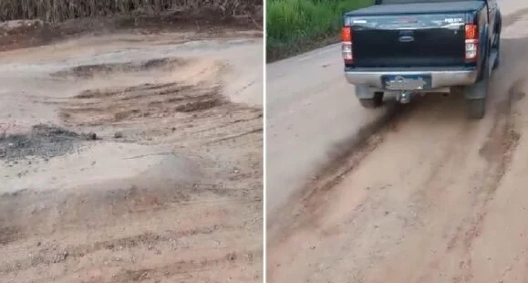 É CRÍTICO: Moradores mostram a condição precária da BR-429 que liga Médici a Costa Marques