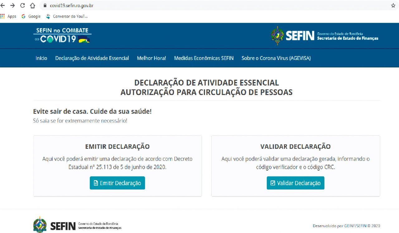 FAÇA O DOWNLOAD:   Modelo de declaração ampara quem precisa sair de casa em Porto Velho e Candeias