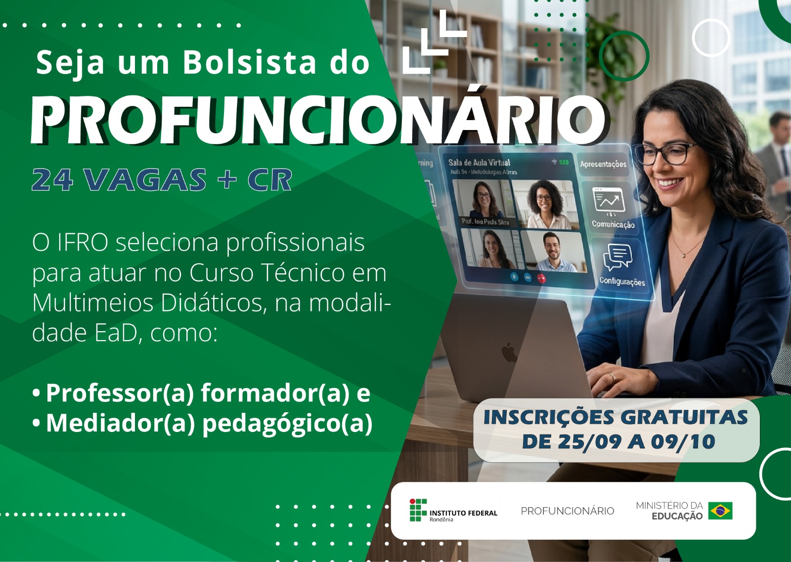 OPORTUNIDADE: IFRO abre seleção para professores formadores  e mediadores pedagógicos 