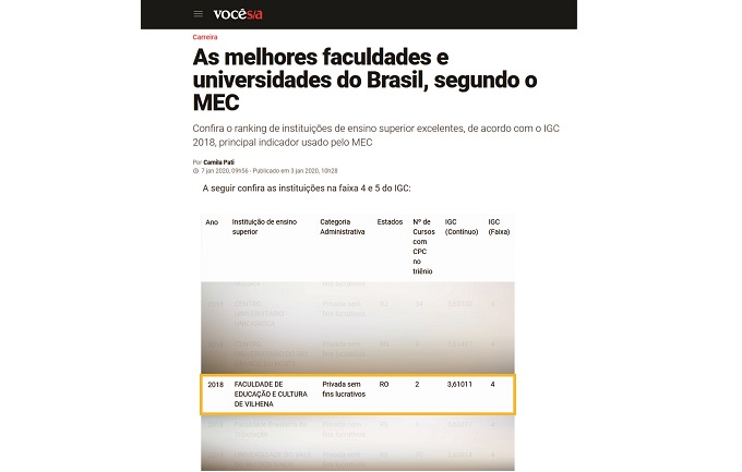 VOCÊ S/A: Unesc é destaque em publicação nacional do Grupo Abril