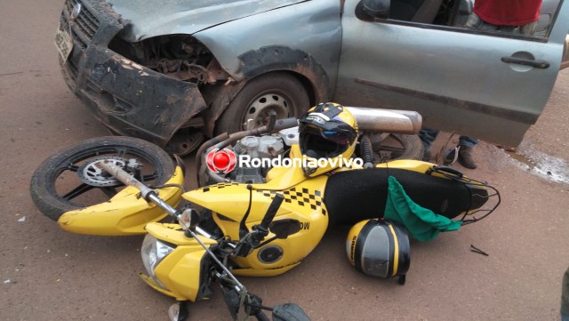 IMPRUDÊNCIA: Motorista de carro avança preferencial e causa acidente com mototaxista