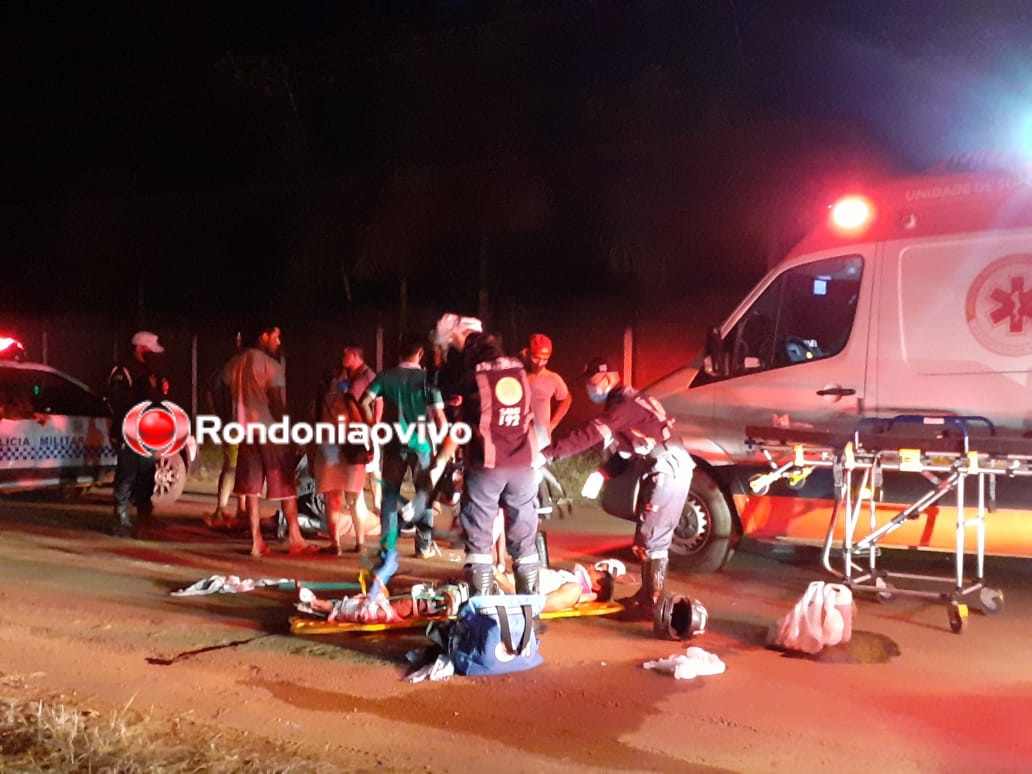 GRAVE: Motociclista tem fratura exposta na perna após colisão frontal com automóvel