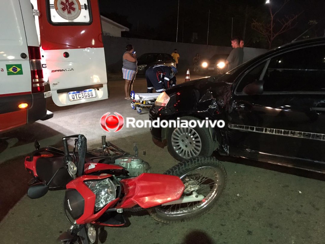 IMPRUDÊNCIA: Motorista de carro invade preferencial e provoca acidente com casal em moto