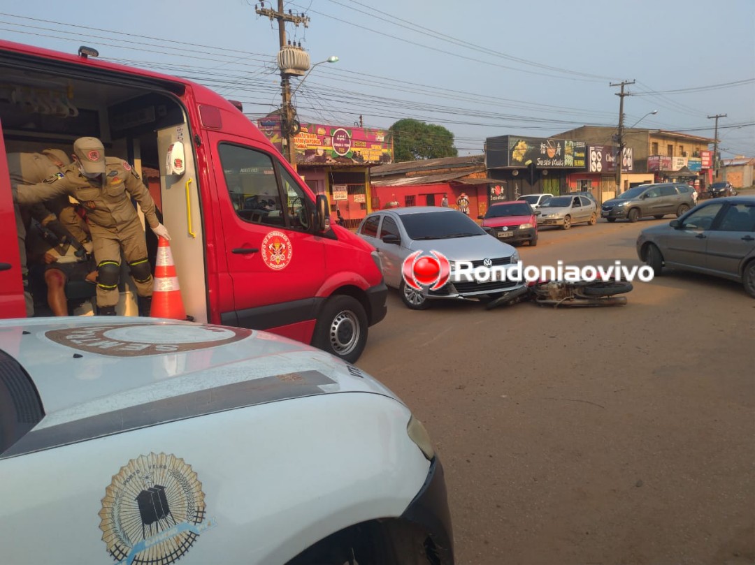 INABILITADO: Motociclista fica lesionado após colisão com carro na zona Leste da capital