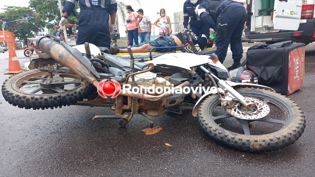 VÍDEO: Acidente deixa motoboy ferido no Centro de Porto Velho