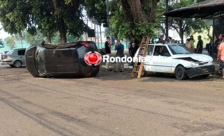 CAPOTAMENTO: Grave acidente é registrado no Centro de Porto Velho