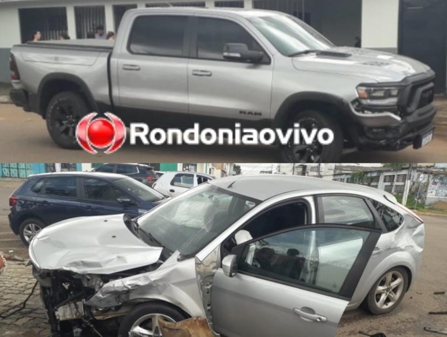 PREJUÍZO: Dodge Ram se envolve em grave colisão na Duque de Caxias 