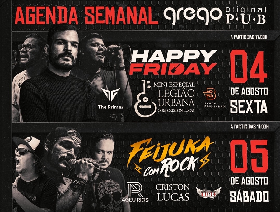 HAPPY FRIDAY: Confira a agenda desta semana do Grego Original