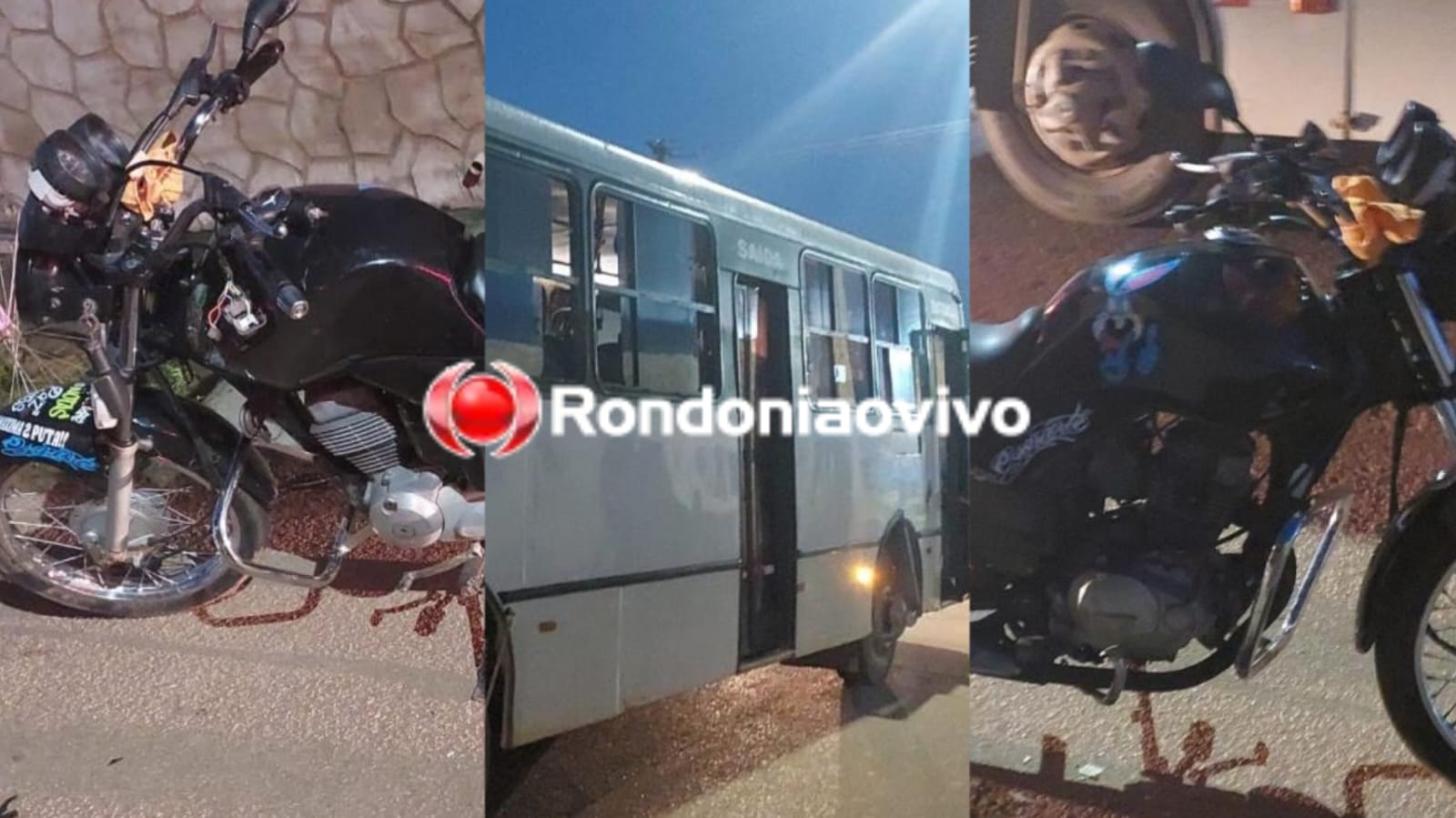 FRONTAL: Ônibus e moto batem de frente na zona Sul de Porto Velho