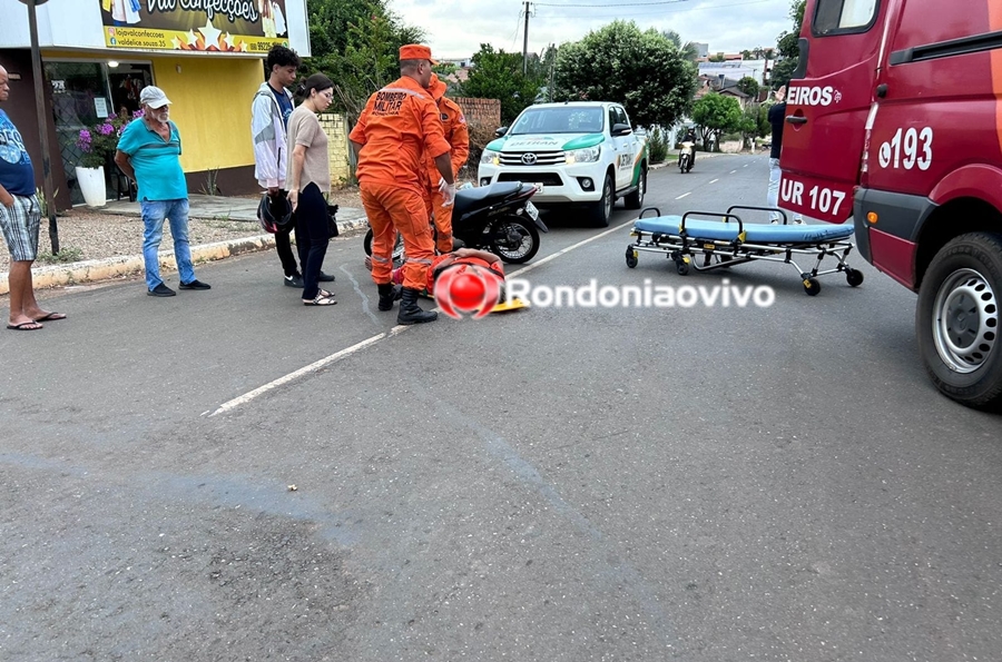 ACIDENTE: Batida entre Corolla e Honda Biz deixa mulher ferida na Avenida Porto Velho