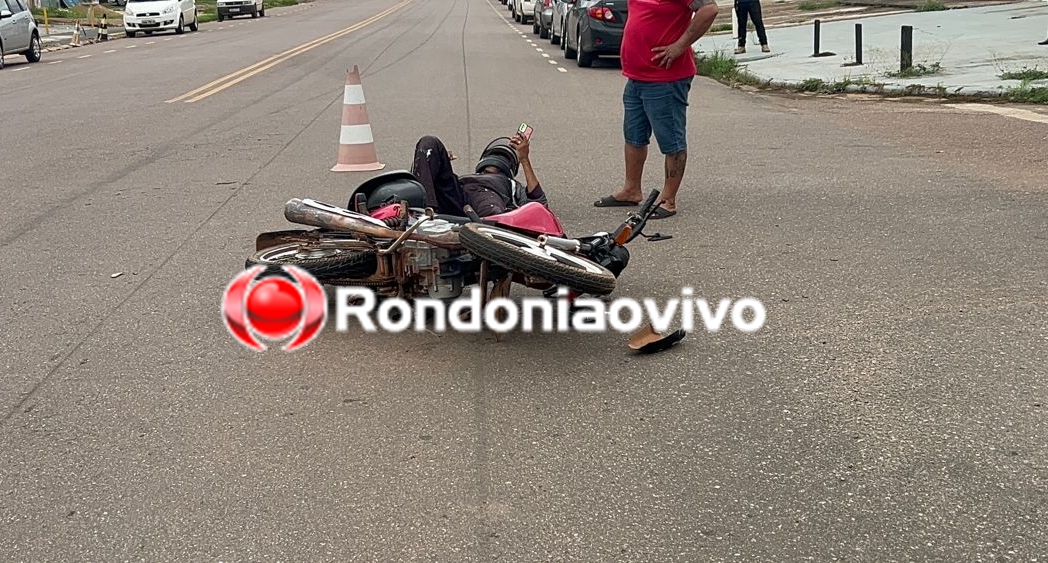 VÍDEO: Motociclista sofre ferimentos em acidente na Rafael Vaz